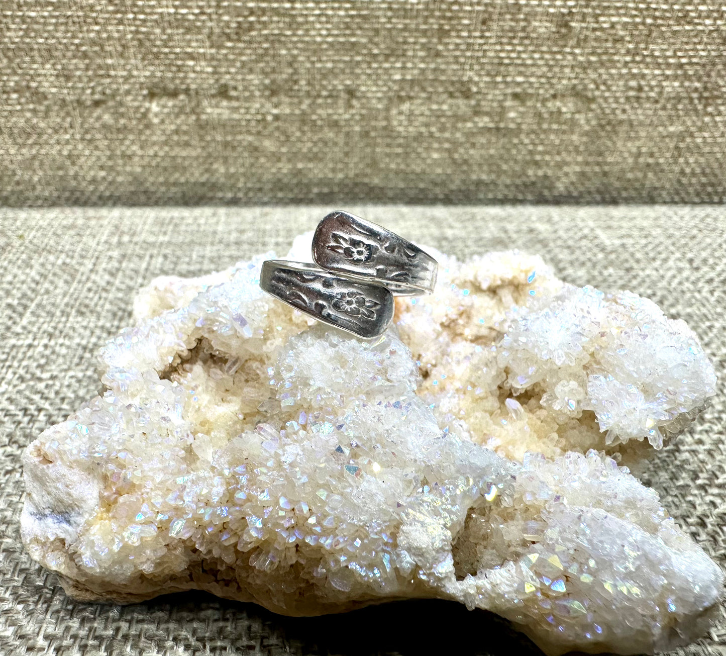 Dainty Spoon Ring Adjustable Sterling Silver
