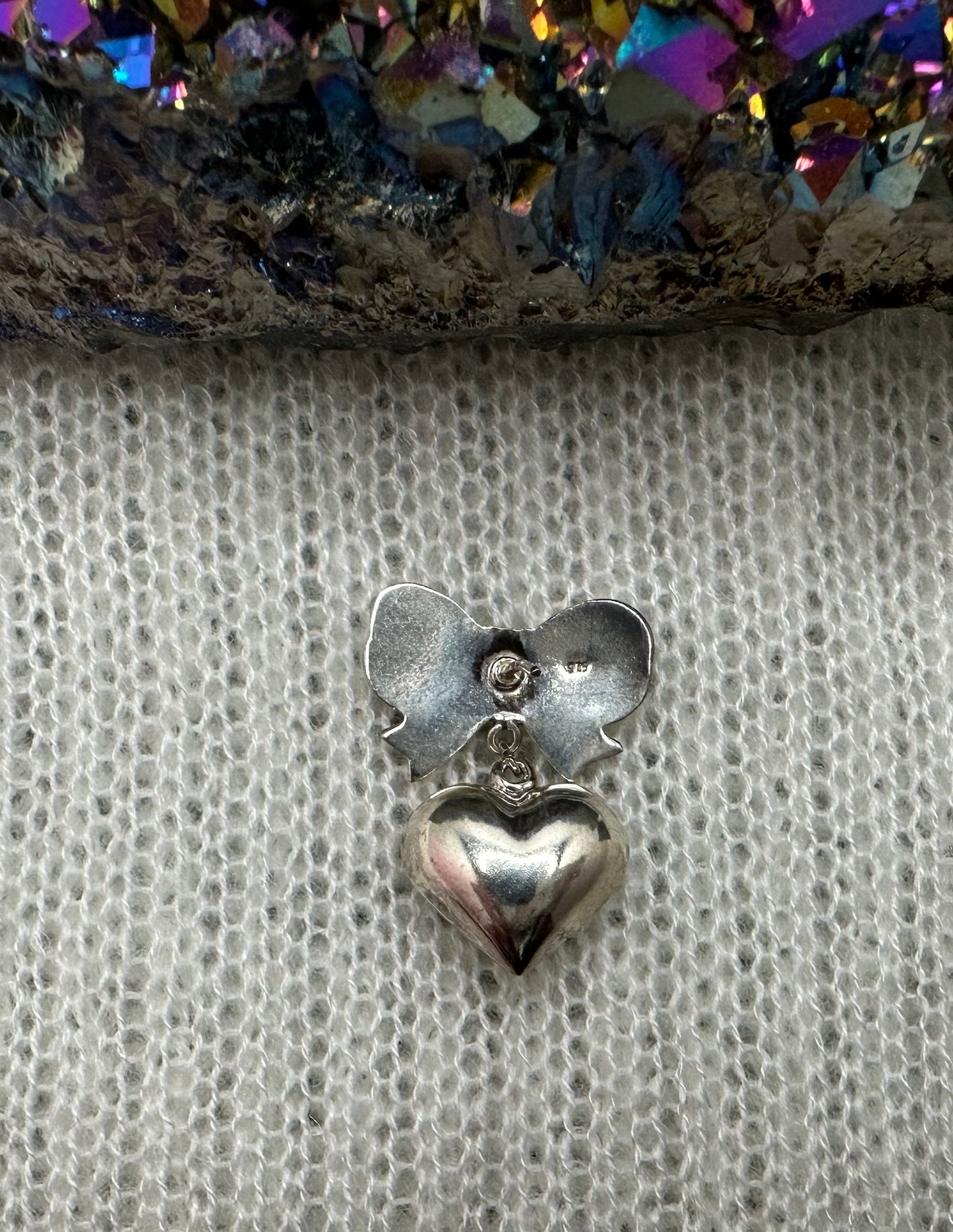 Sterling Silver Bow & Heart Earrings