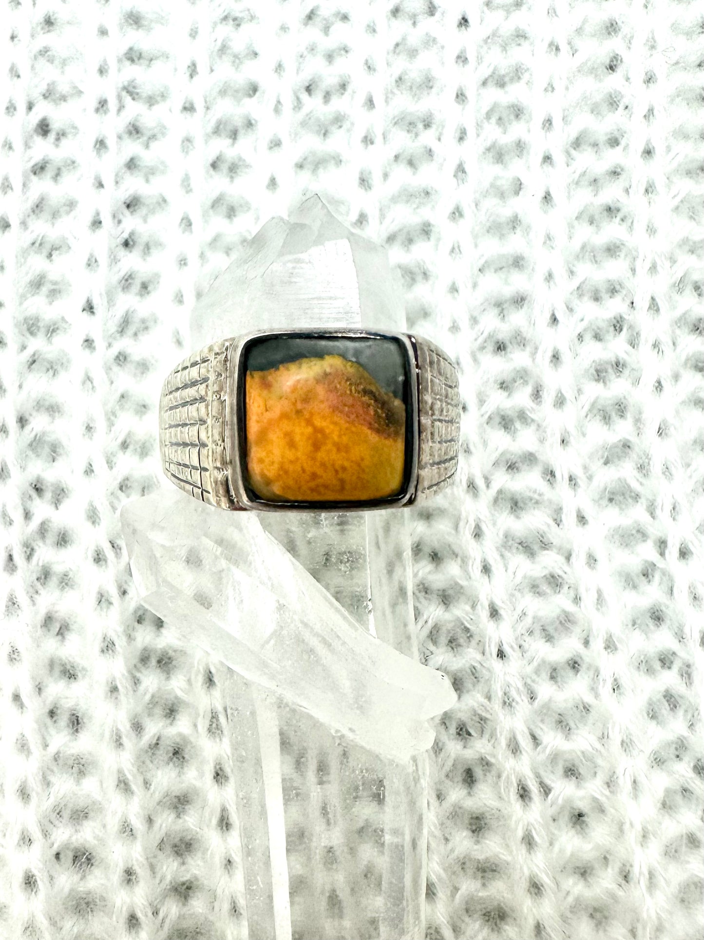 Bumblebee Jasper Square Sterling Silver Ring