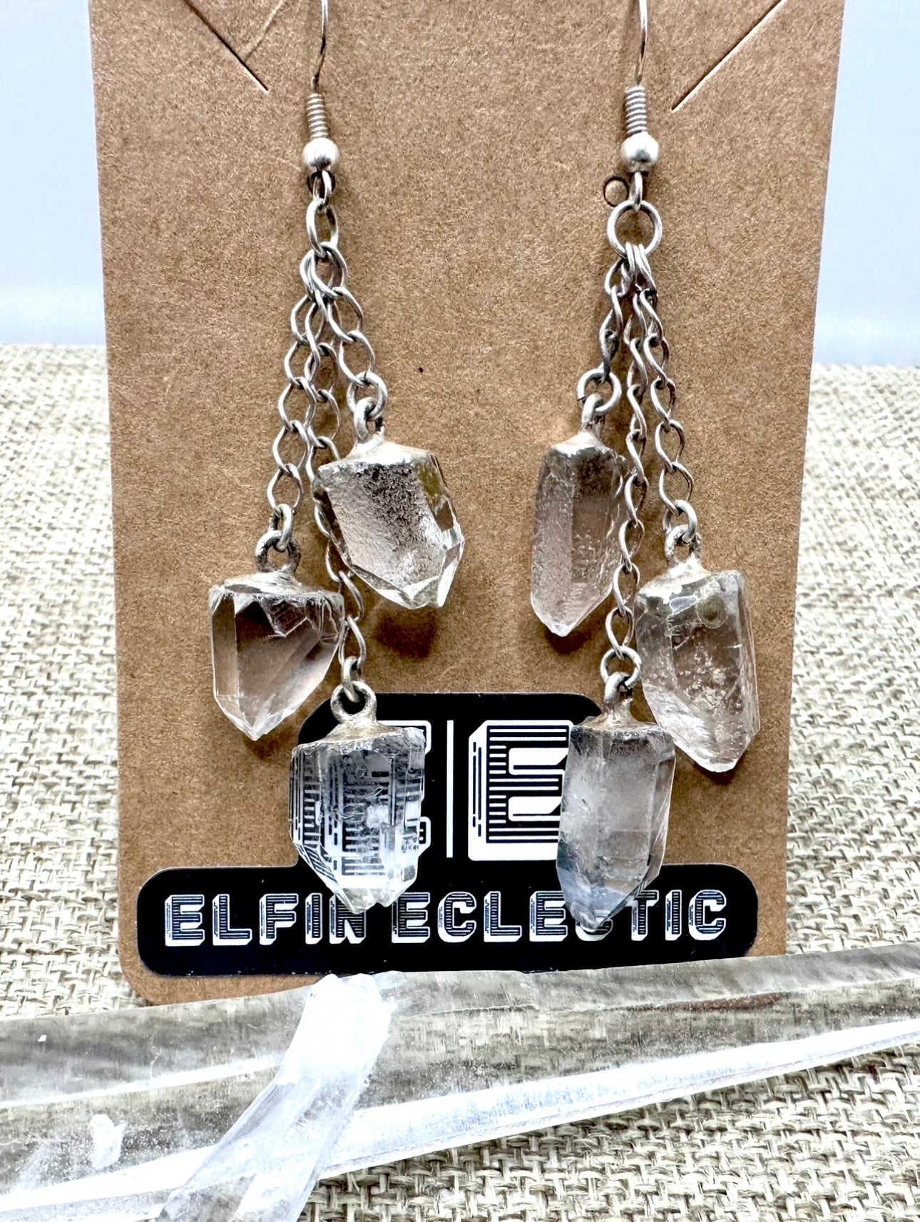 Triple Quartz Crystal Drop Earrings