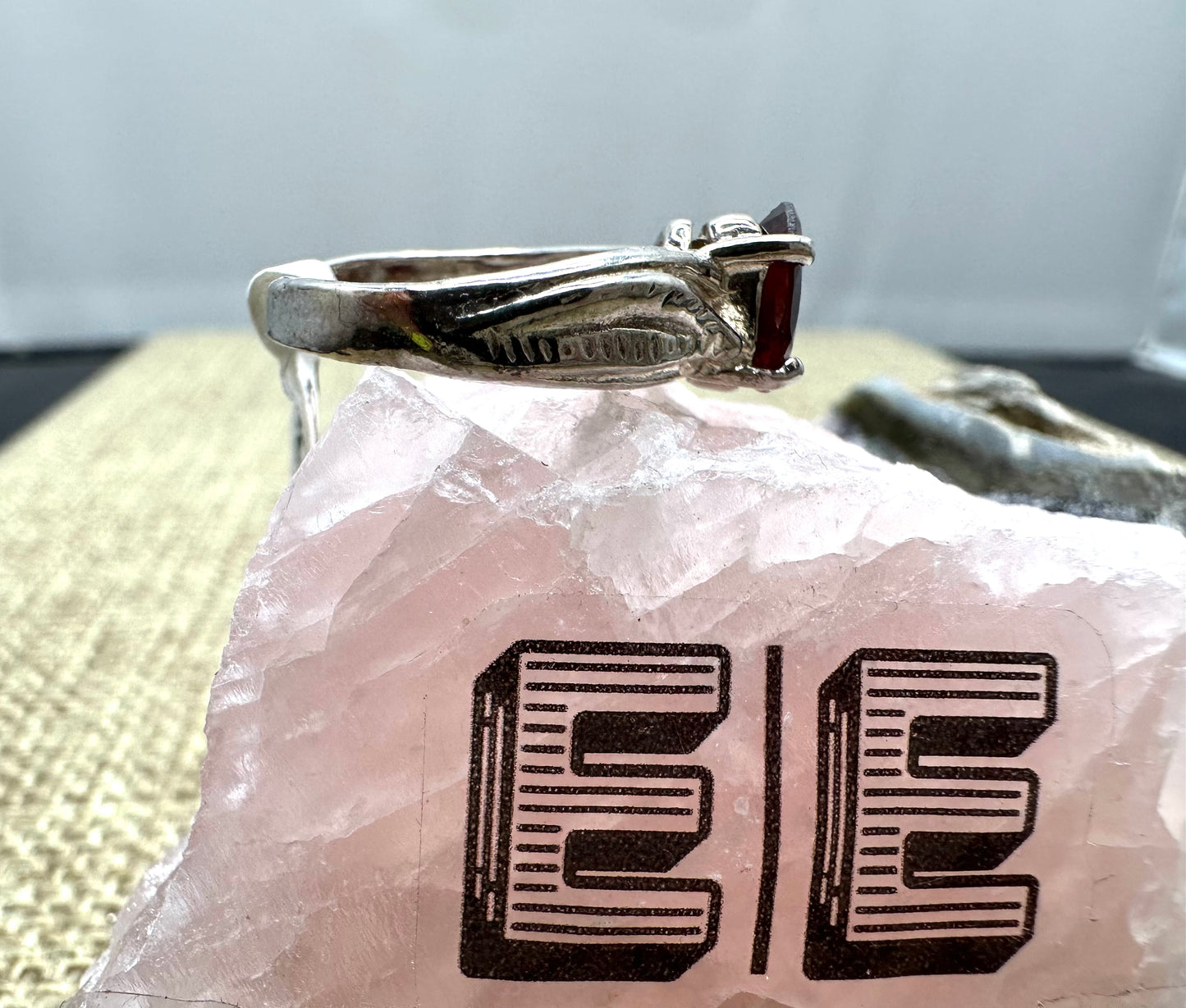 Garnet Swirl Sterling Silver Ring