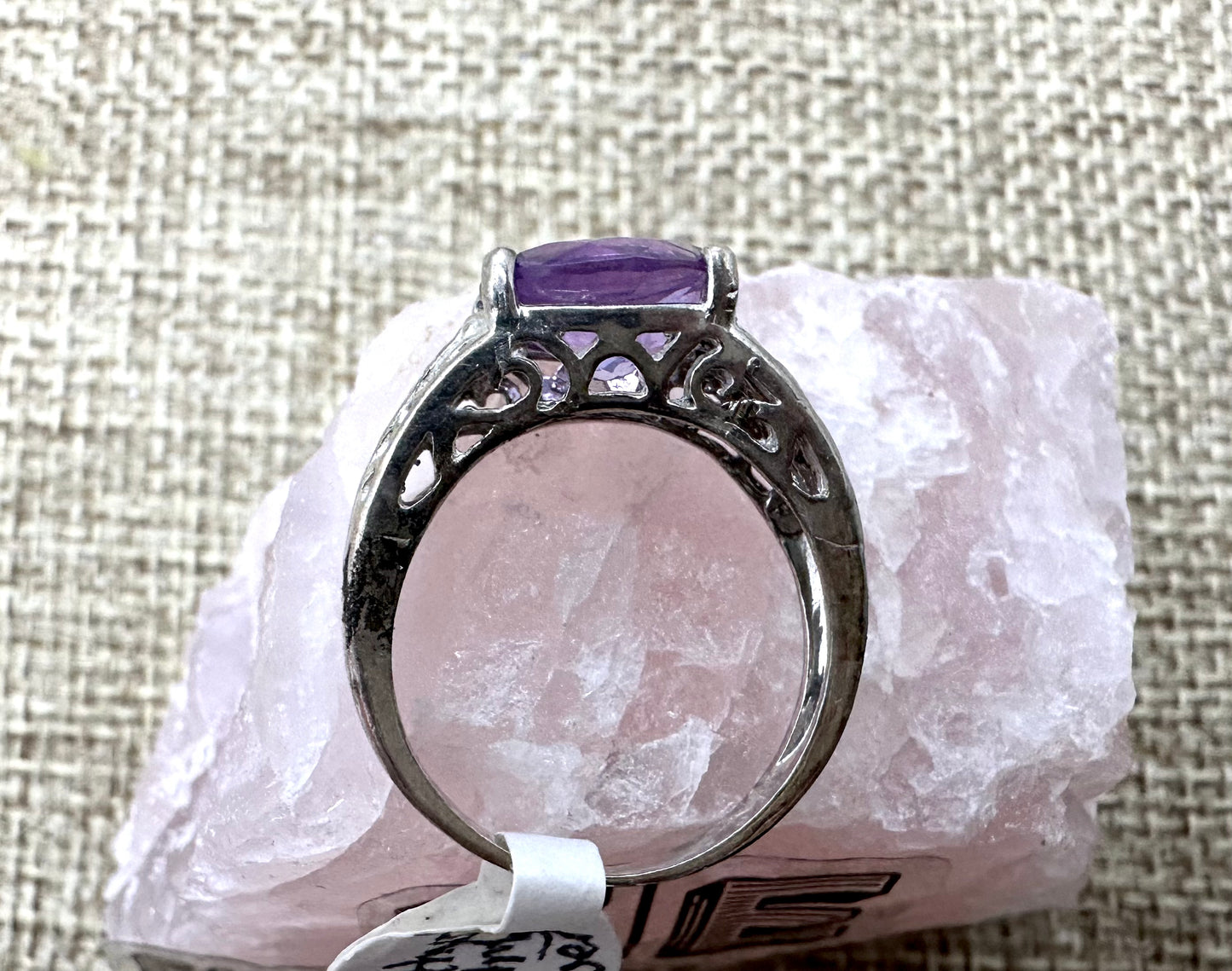 Amethyst Side Set Sterling Silver Ring