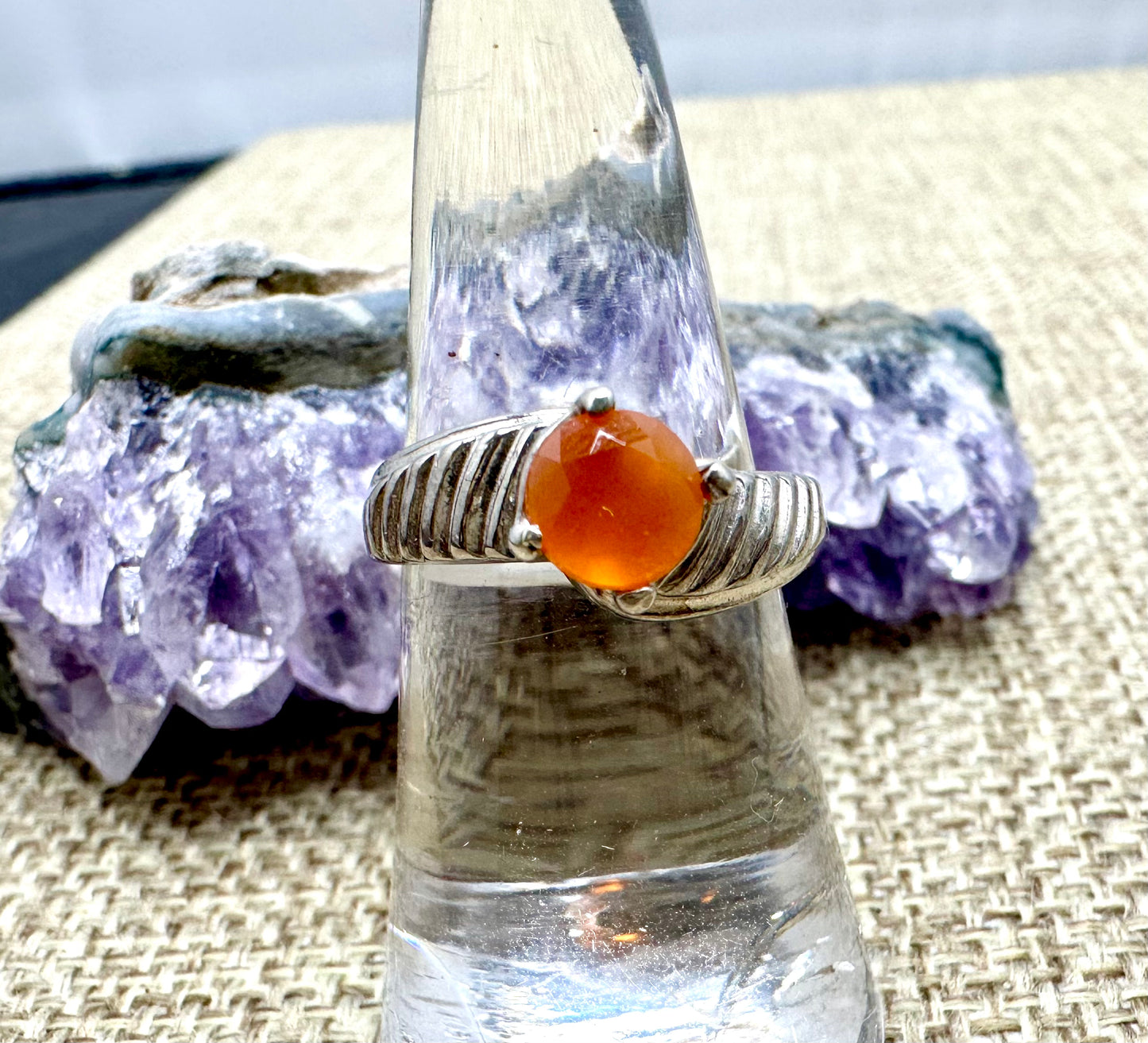 Fire Opal Sterling Silver Ring