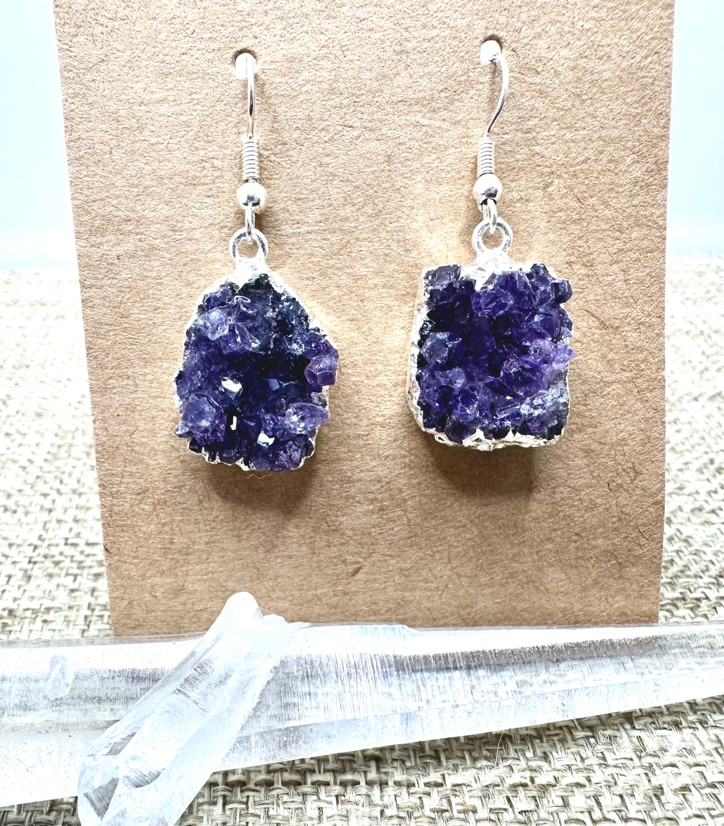 Amethyst Crystal Druze Earrings