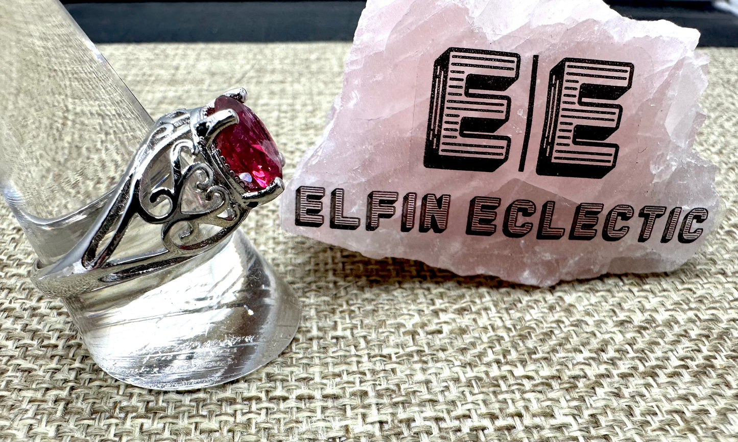 Spinel Scrollwork Sterling Silver Ring