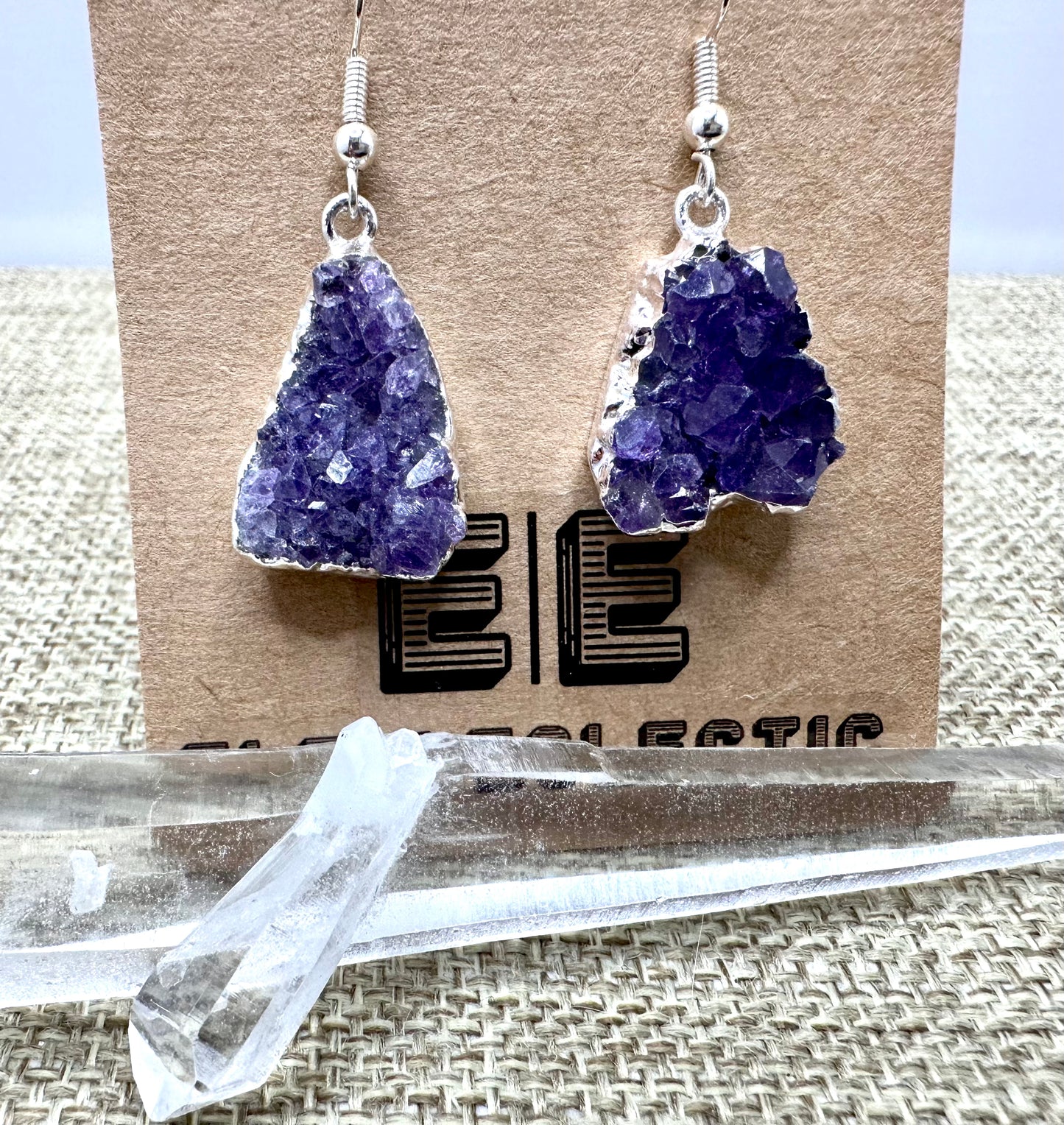 Amethyst Crystal Druze Earrings